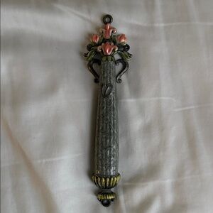 Floral Gray and Pink mezuzah case